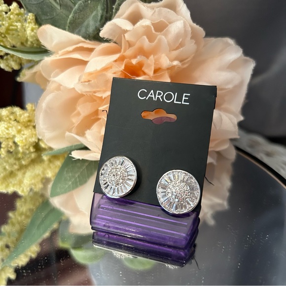 Rhinestone Crystal Button Earrings by Carole - Picture 5 of 6